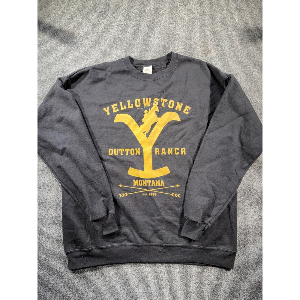 Hanes Yellowstone Dutton Ranch Montana Sweatshirt Black Large EcoSmart Mens